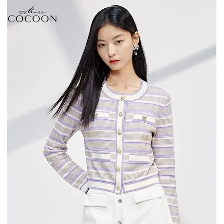 missCOCOON法式小香风针织开衫女2023新款春装时尚优雅上衣短外套图片