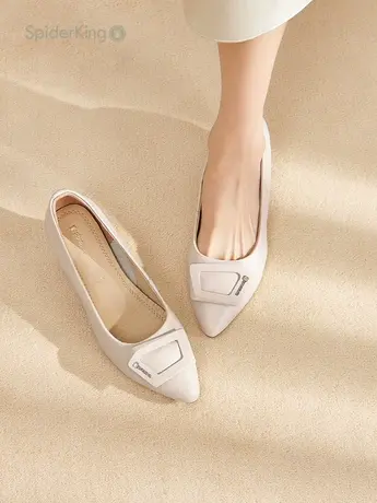 蜘蛛王官方旗舰店2023冬季新款浅口粗跟金属扣时尚百搭气质单鞋女图片