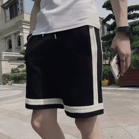 五分裤男短裤夏季拼接裤子休闲薄款个性5分运动裤韩版潮流宽松ins商品大图