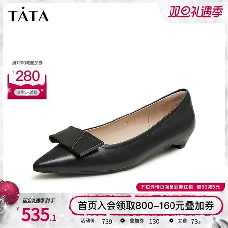 Tata他她通勤浅口单鞋女法式简约气质平底晚晚鞋2024春新UED01AQ4商品大图
