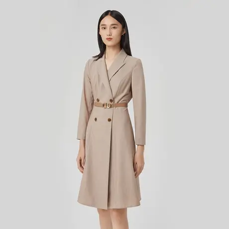 LANCY/悦朗姿春季新款西装连衣裙女收腰显瘦翻领设计感小众图片