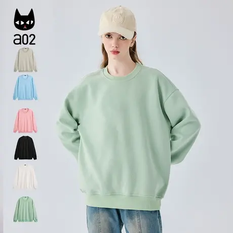 a02【城市步行】2024春季新款圆领卫衣宽松显瘦不起球休闲上衣图片