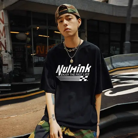 NUTHINK欧美高街潮流vibe短袖T恤男夏季宽松大码情侣装潮牌半截袖图片