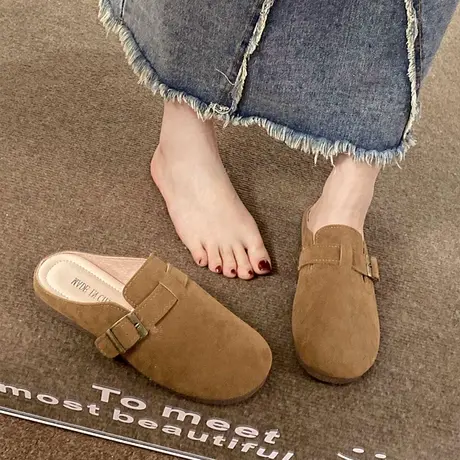 小众包头半拖鞋女外穿2024年春季韩版新款复古大头丑萌软底凉拖鞋商品大图