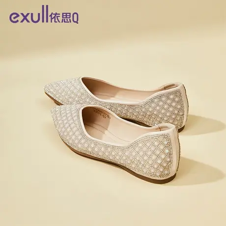 依思q平底软皮单鞋女2024新款春秋法式尖头浅口奶奶鞋一脚蹬女鞋商品大图