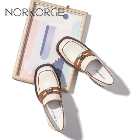 复古白色乐福鞋单鞋女鞋商品大图