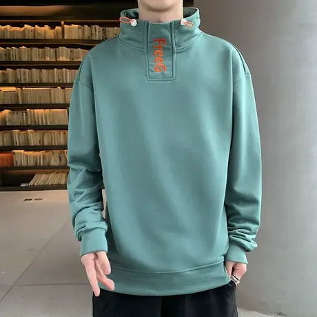 春秋季半高领t恤男士秋衣体恤韩版潮流长袖卫衣内搭立领打底衫男商品大图