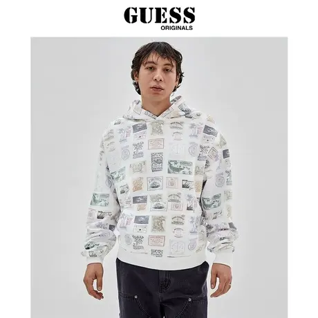 GUESSOriginals23新款秋情侣款满印连帽套头卫衣-M3GQ26K9YH1商品大图