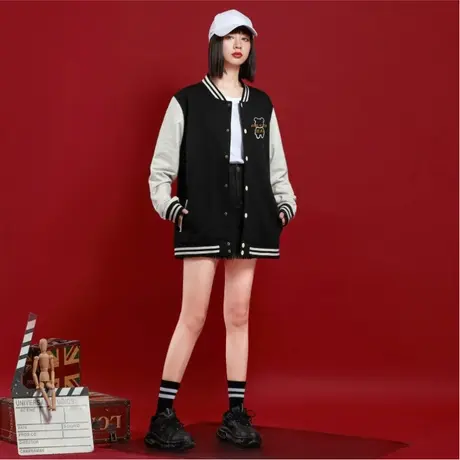 秋冬棒球服女开衫情侣薄款ins大码宽松韩版厚外套学生班服潮商品大图