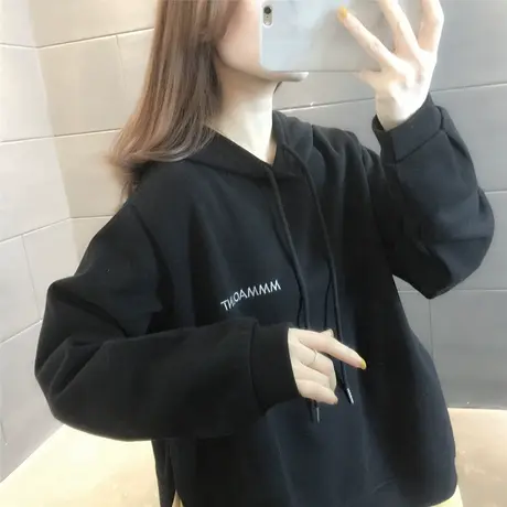 2023年假两件卫衣女春秋款宽松韩版简约百搭连帽上衣慵懒风ins商品大图