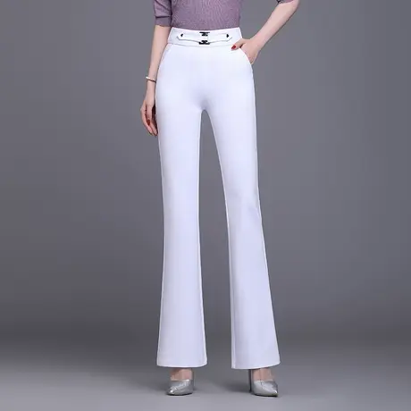 喇叭裤女2023新款春季高腰通勤气质白色微喇西装裤显瘦休闲裤长裤商品大图