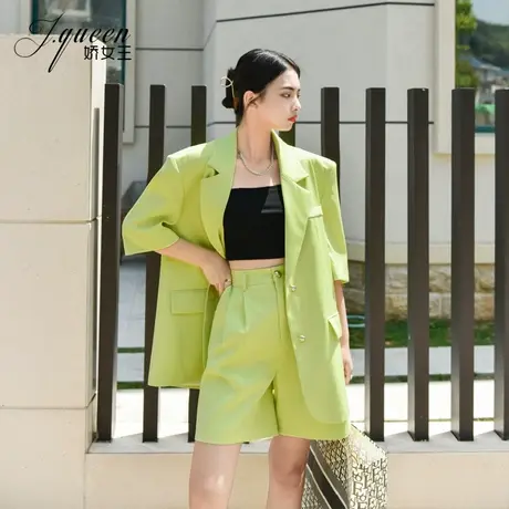 短袖西装外套女夏季薄款宽松洋气减龄高级感套装炸街时尚小西服潮图片