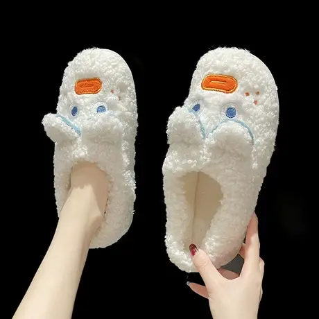 棉拖鞋女秋冬季室内居家用外穿防滑保暖可爱丑萌毛绒包跟月子棉鞋商品大图