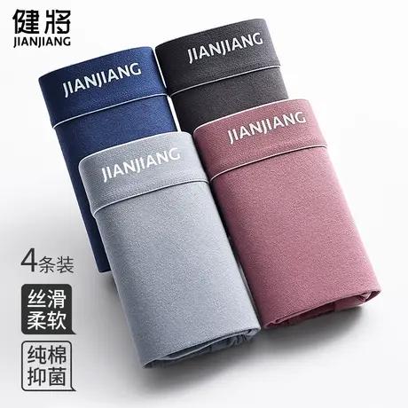 健将内裤男士纯棉四角裤大码宽松抗菌底裤衩透气青少年平角短裤头图片