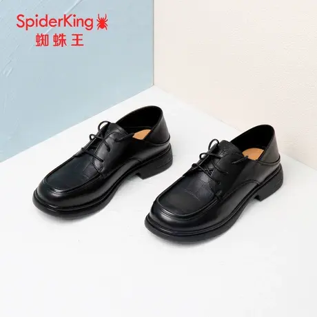 SPIDER KING/蜘蛛王女单鞋2023秋商场新款小皮鞋系带上班通勤软底商品大图