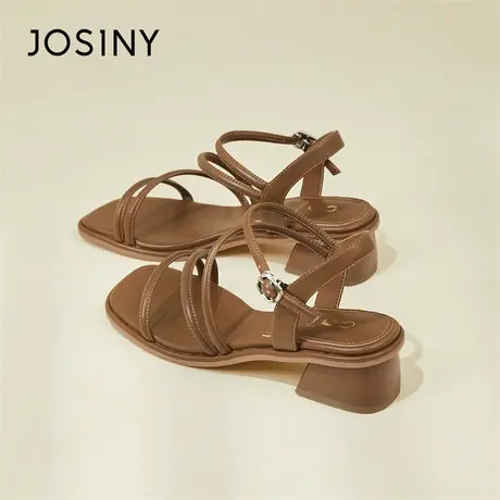 Josiny/卓诗尼2024年春季新款女士时尚凉拖气质仙女风粗跟凉鞋女商品大图