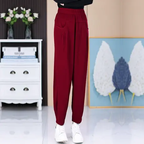 松紧腰休闲裤女秋季2023新款大码宽松哈伦裤小个子显瘦卫裤萝卜裤商品大图