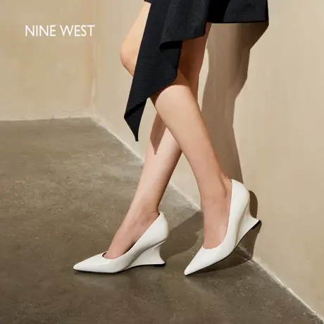 【商场同款】Nine West/玖熙2025夏新款软底高跟鞋女简约坡跟单鞋图片