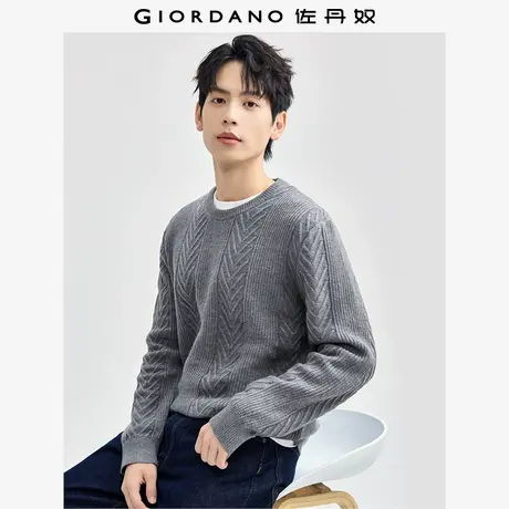 佐丹奴针织衫男装提花肌理毛织圆领套头针织衫 13054665图片