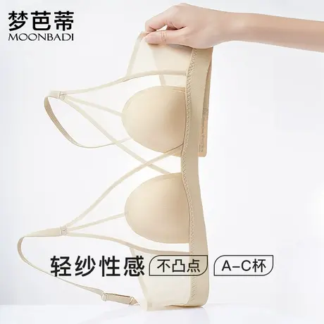 梦芭蒂内衣女薄款交叉深V透气文胸无痕承托兔耳杯文胸罩流沙遐玉商品大图