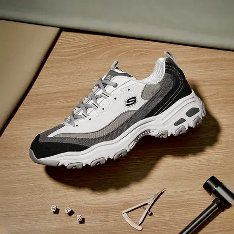 Skechers斯凯奇男鞋椰乳大理石春夏季款灯芯绒熊猫鞋运动老爹鞋商品大图