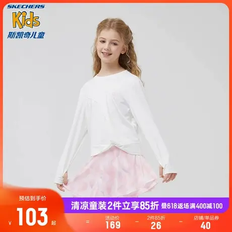 Skechers斯凯奇春夏新款儿童舒适女童针织t恤长袖衫休闲圆领上衣图片