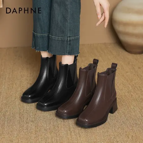 达芙妮时装短靴女2025新款靴子秋方头粗跟切尔西靴旅游穿搭马丁靴商品大图