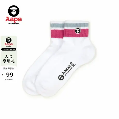 Aape旗舰店配饰徽章刺绣撞色条纹短袜5348XXP商品大图