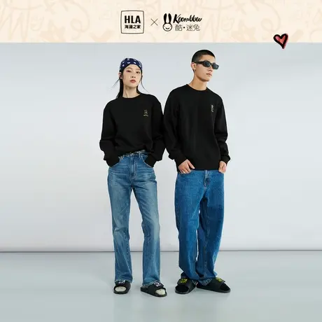 HLA/海澜之家酷迷兔联名卫衣2023春新款圆领情侣卡通套头衫男女图片