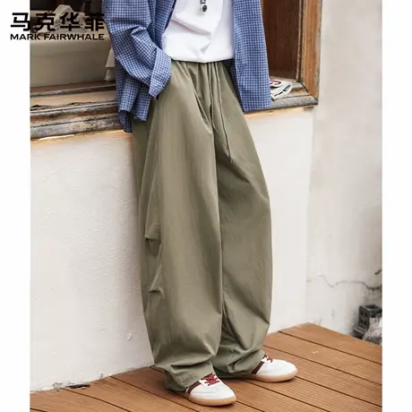马克华菲弯刀休闲裤男垂感阔腿长裤男生秋季宽松直筒裤子2025新款图片