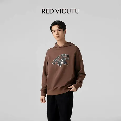 VICUTU威可多男士长袖T恤新款纯棉连帽上衣商务通勤休闲卫衣商品大图