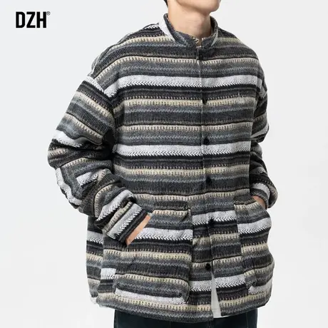 男士日系呢子外套男短款潮高级感2023年新款复古条纹上衣春秋夹克商品大图