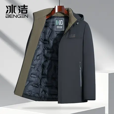 冰洁爸爸装外套冬季新款加绒加厚羽绒棉袄中老年男士纯色棉服WCSQ商品大图