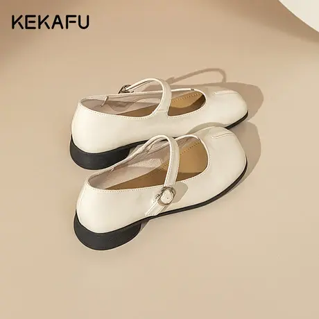 珂卡芙单鞋女2023新款秋季低跟仙女鞋温柔女鞋平底浅口气质配裙子图片