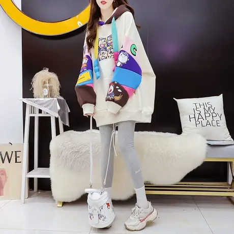 加绒加厚连帽卫衣外套女2023新款秋冬爆款洋气减龄网红设计感上衣图片