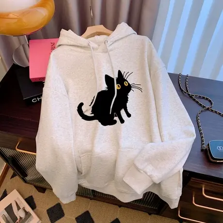 oversize带帽衫卫衣女春秋冬季宽松显瘦加绒加厚外套上衣闺蜜装商品大图