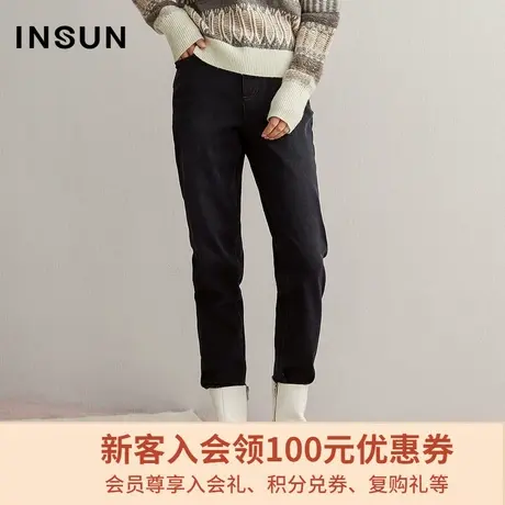 恩裳冬季棉质黑色百搭长裤外穿宽松直筒休闲裤女图片