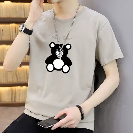 熊熊t恤短袖男2025年夏季新款棉感汗衫潮牌半袖ins夏装上衣服体恤商品大图