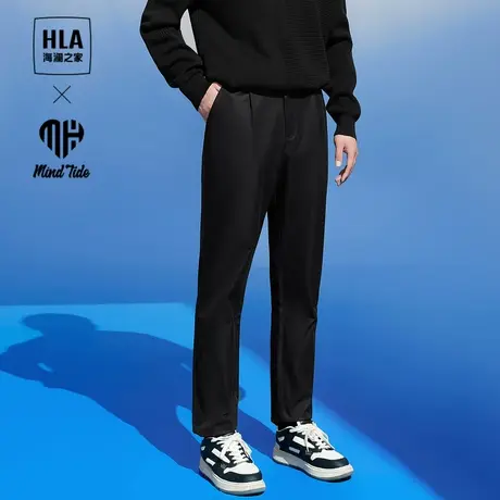 HLA/海澜之家中国心系列松紧腰休闲裤23秋冬舒适纯色长裤男图片
