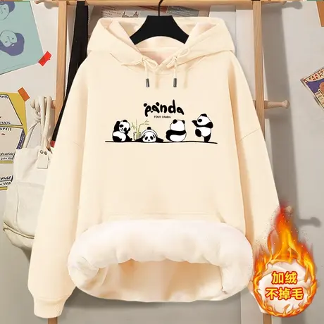 连帽卫衣女秋冬加绒加厚2023年新款爆款小众风显瘦小个子外穿上衣商品大图