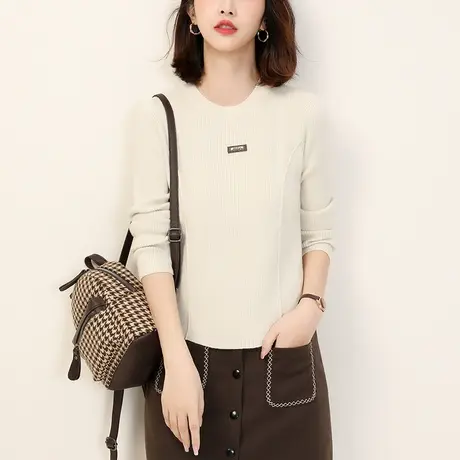 韩潮袭人高级感黑色毛衣女冬季新款长袖套头打底针织衫内搭短图片