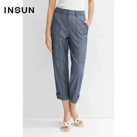 INSUN恩裳夏季肌理感大口袋可调节小脚裤图片