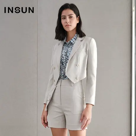 恩裳夏季西装双排扣垂感西服外套装感商品大图