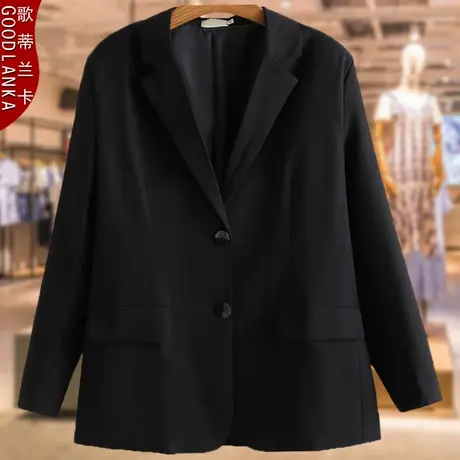 妈妈西装外套秋装新款加肥加大码女装宽松显瘦休闲两扣西服200斤商品大图
