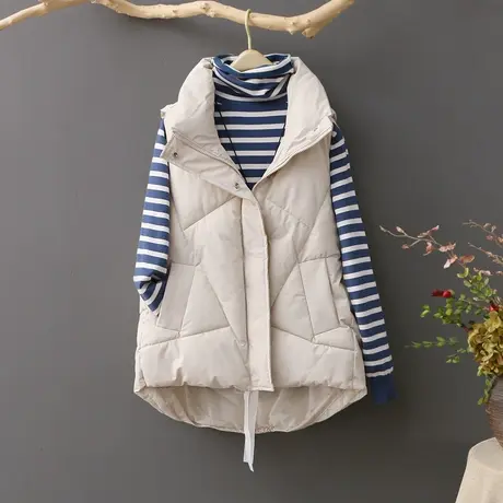 文艺范羽绒棉棉马甲女冬装2024短款韩版学生无袖棉服棉衣马夹外穿图片