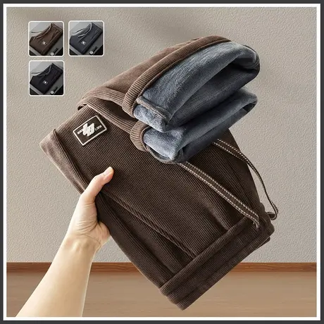 2023年新款宽松阔腿加绒保暖休闲长裤子冬季男生加厚保暖运动卫裤商品大图