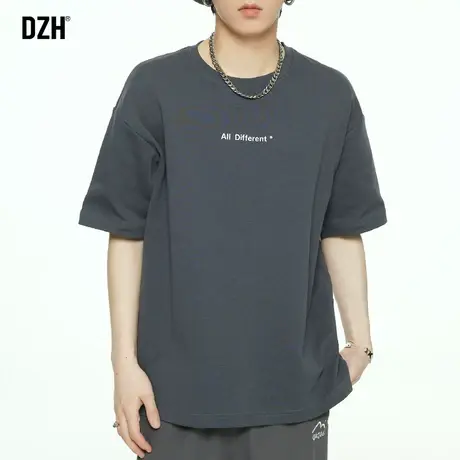 男士深灰色重磅t恤男短袖潮牌超火半袖夏季体恤衣服潮流打底衫男商品大图