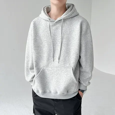 连帽卫衣男2023新款秋春季百搭高街港风宽松纯色衣服潮牌情侣外套图片