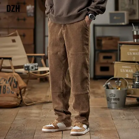 男士复古灯芯绒裤子男款美式高街秋季休闲裤束脚2024新款长裤百搭商品大图