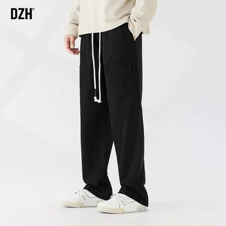 男士纯棉裤子男款美式高街休闲裤宽松直筒2024新款秋季长裤百搭潮商品大图